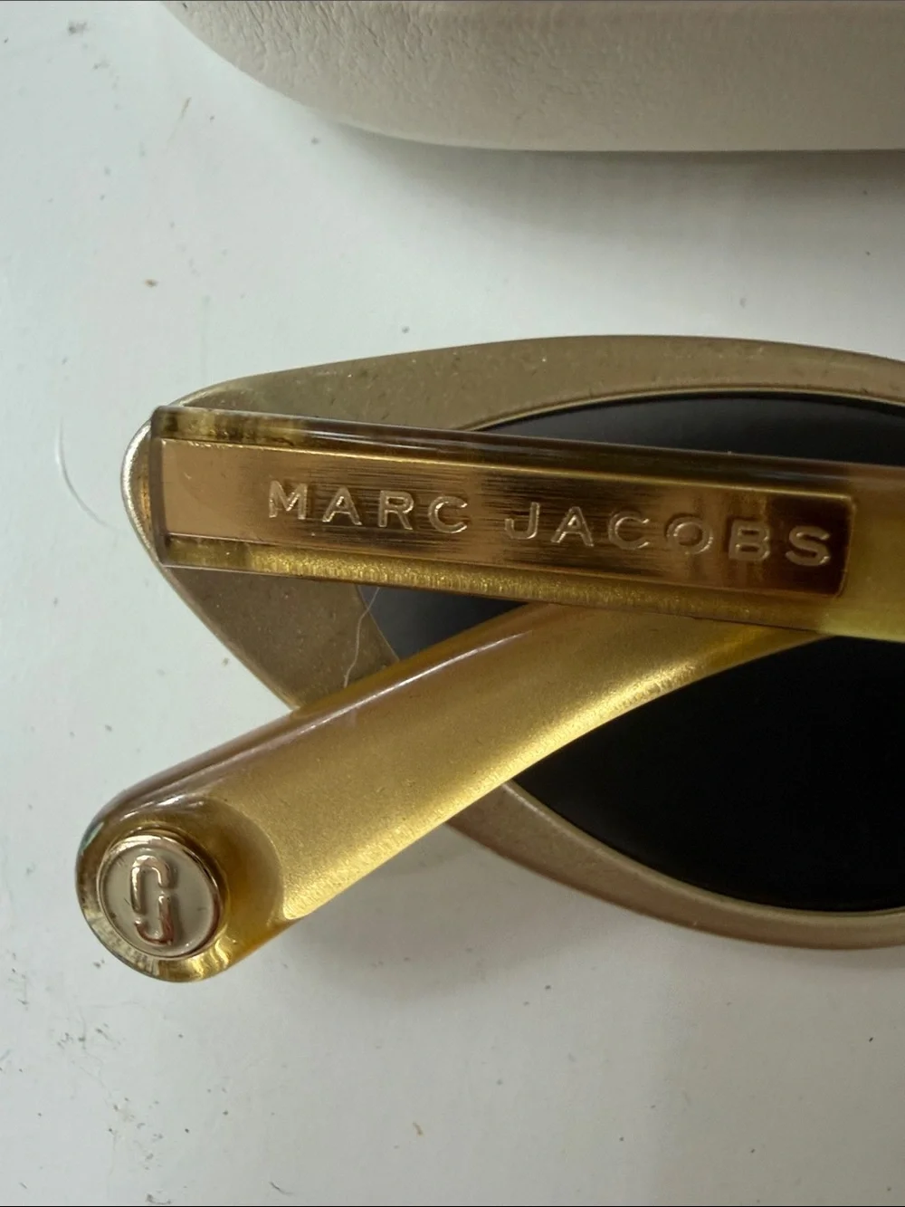 Marc Jacobs Gold Cat Eye Sunglasses.